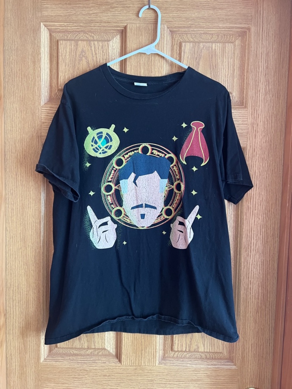 Black Graphic Tee with Doctor Strange Illustration